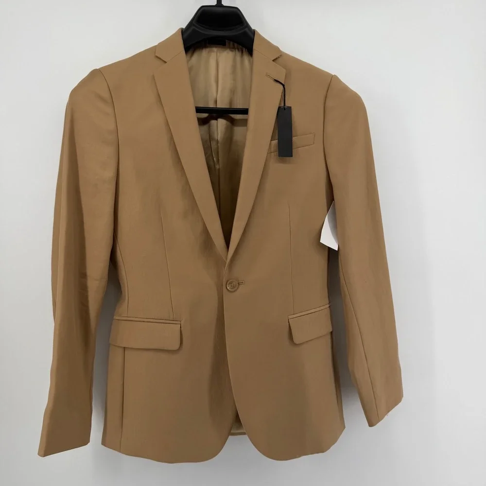J Ferrar Blazer Men 36R Florence Brown Slim Fit Notch Lapel 2-Button Suit Jacket